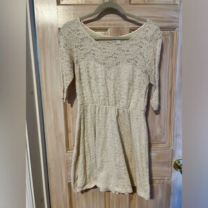 White Lace Half Sleeve Dress size L